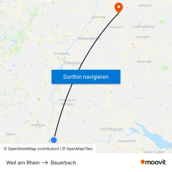 Weil am Rhein to Bauerbach map