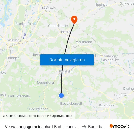 Verwaltungsgemeinschaft Bad Liebenzell to Bauerbach map