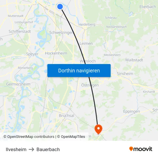 Ilvesheim to Bauerbach map