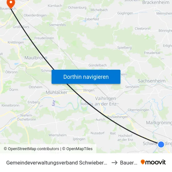 Gemeindeverwaltungsverband Schwieberdingen-Hemmingen to Bauerbach map