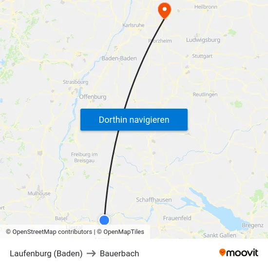 Laufenburg (Baden) to Bauerbach map