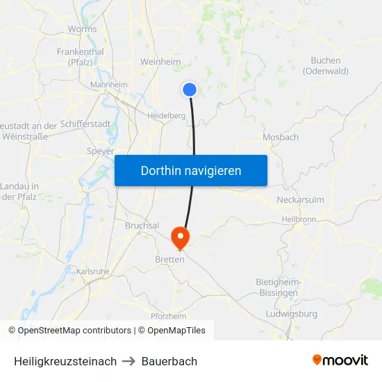 Heiligkreuzsteinach to Bauerbach map