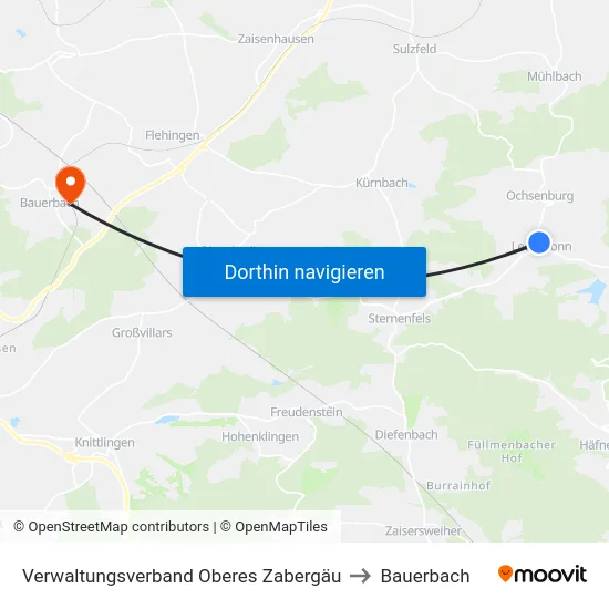 Verwaltungsverband Oberes Zabergäu to Bauerbach map