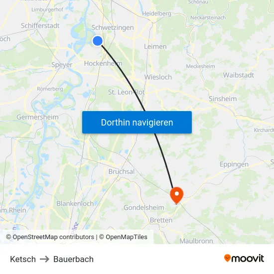 Ketsch to Bauerbach map