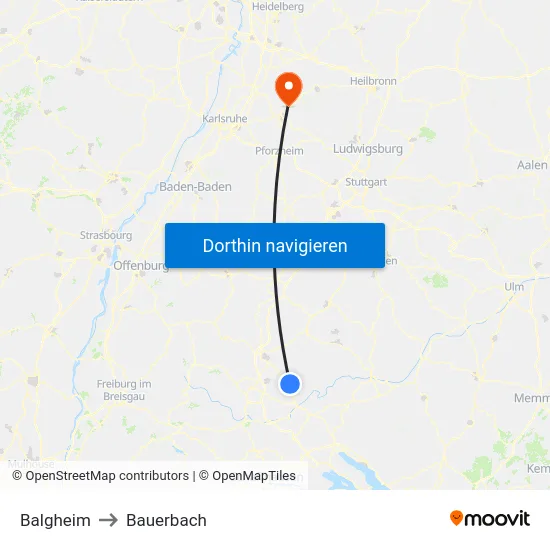 Balgheim to Bauerbach map