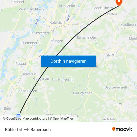 Bühlertal to Bauerbach map