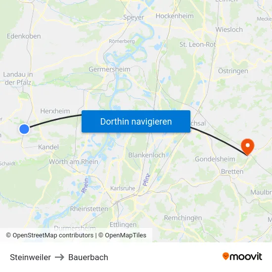 Steinweiler to Bauerbach map