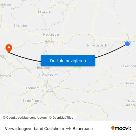 Verwaltungsverband Crailsheim to Bauerbach map