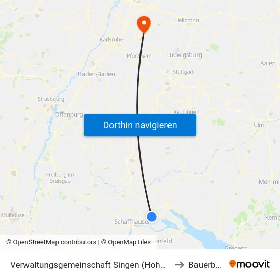 Verwaltungsgemeinschaft Singen (Hohentwiel) to Bauerbach map