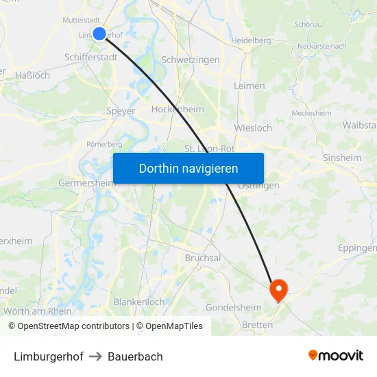 Limburgerhof to Bauerbach map