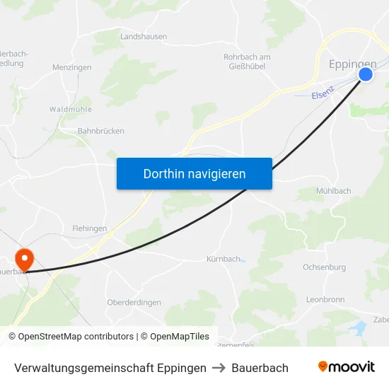 Verwaltungsgemeinschaft Eppingen to Bauerbach map