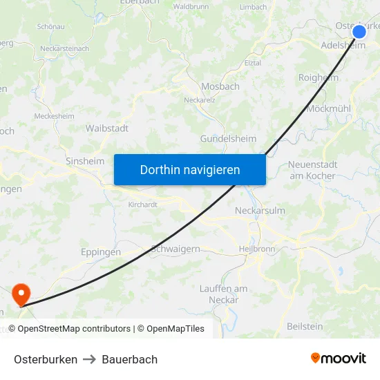 Osterburken to Bauerbach map