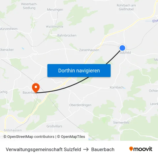 Verwaltungsgemeinschaft Sulzfeld to Bauerbach map