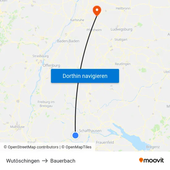 Wutöschingen to Bauerbach map