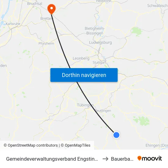 Gemeindeverwaltungsverband Engstingen to Bauerbach map