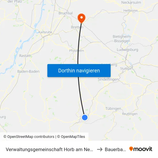 Verwaltungsgemeinschaft Horb am Neckar to Bauerbach map