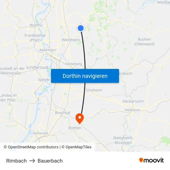 Rimbach to Bauerbach map