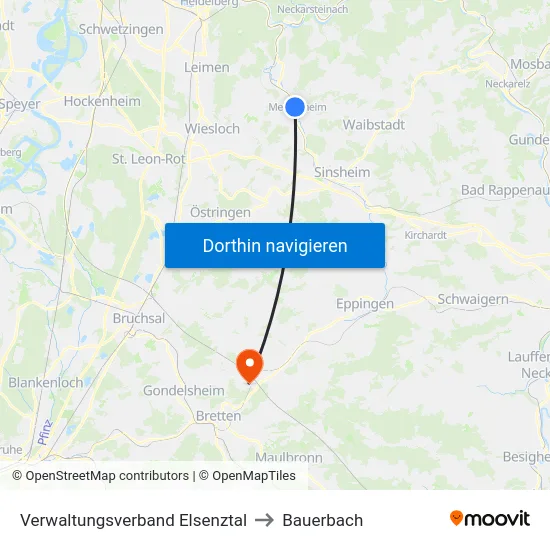 Verwaltungsverband Elsenztal to Bauerbach map