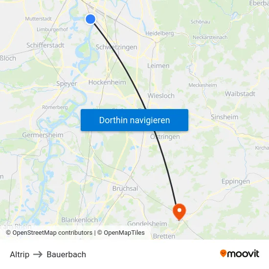 Altrip to Bauerbach map