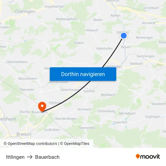 Ittlingen to Bauerbach map