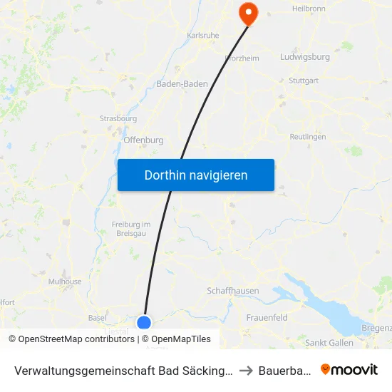 Verwaltungsgemeinschaft Bad Säckingen to Bauerbach map