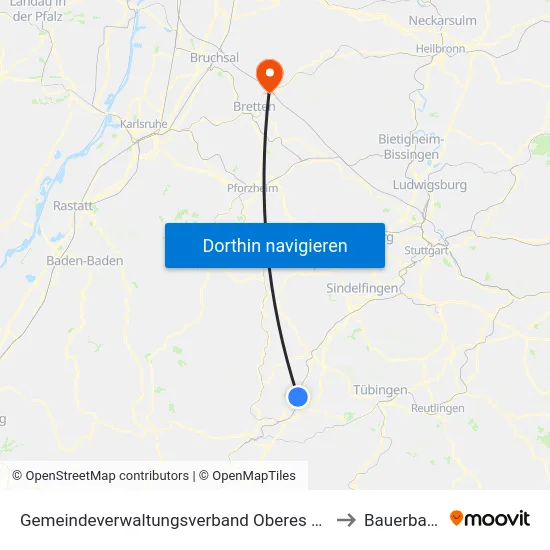 Gemeindeverwaltungsverband Oberes Gäu to Bauerbach map