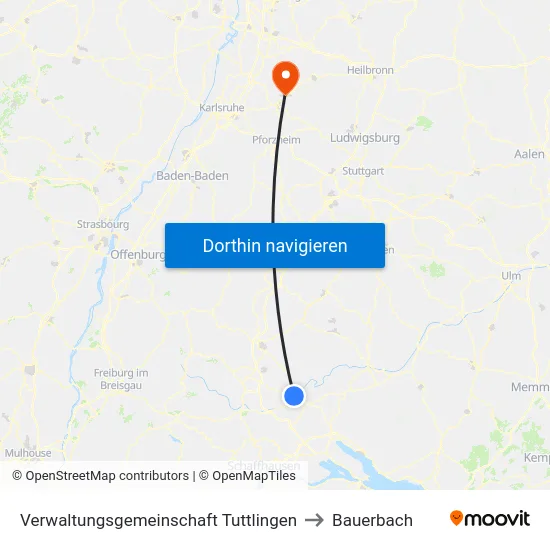 Verwaltungsgemeinschaft Tuttlingen to Bauerbach map