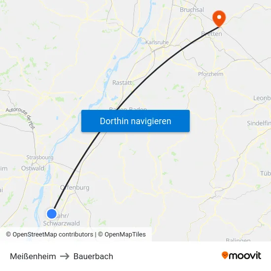 Meißenheim to Bauerbach map