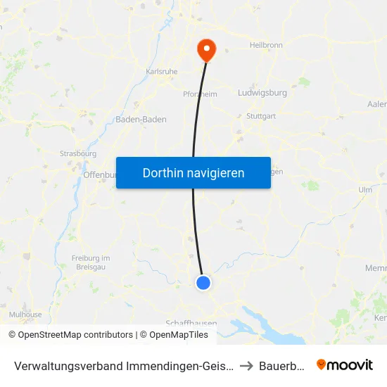 Verwaltungsverband Immendingen-Geisingen to Bauerbach map