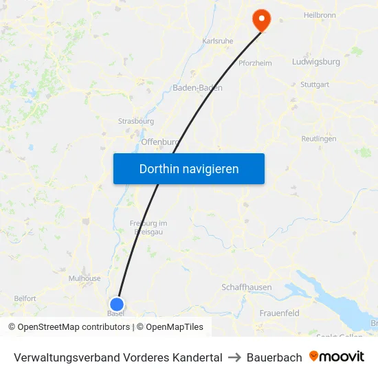Verwaltungsverband Vorderes Kandertal to Bauerbach map