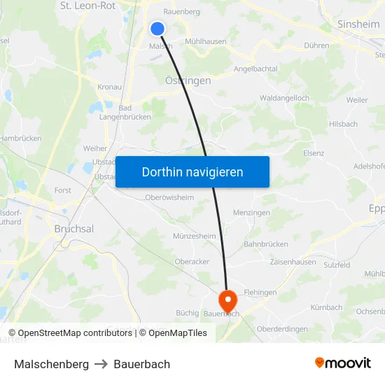 Malschenberg to Bauerbach map