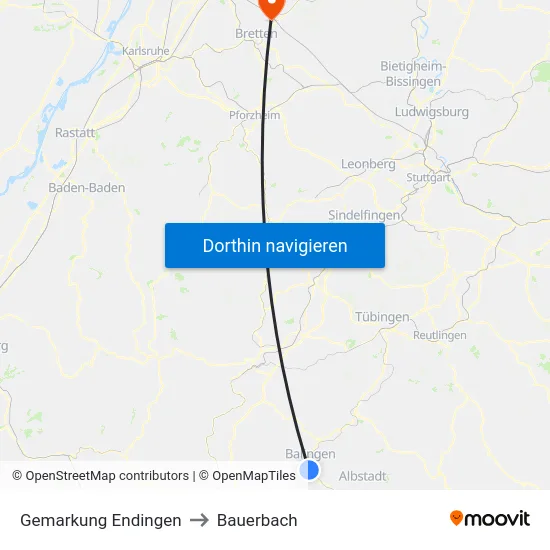 Gemarkung Endingen to Bauerbach map