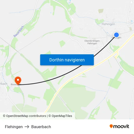 Flehingen to Bauerbach map