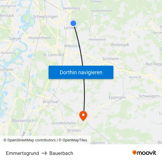 Emmertsgrund to Bauerbach map