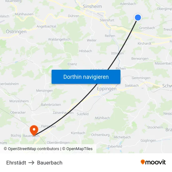 Ehrstädt to Bauerbach map