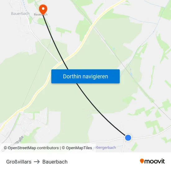 Großvillars to Bauerbach map