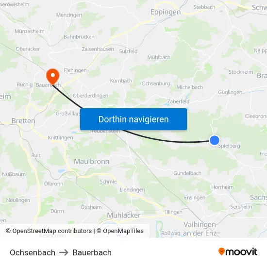 Ochsenbach to Bauerbach map