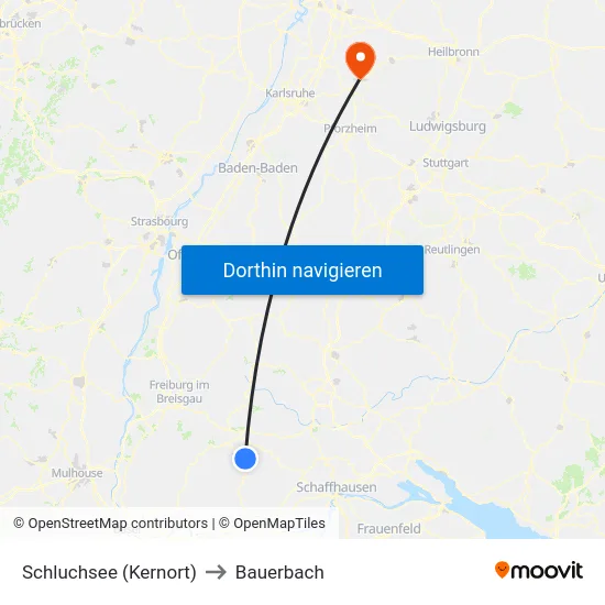 Schluchsee (Kernort) to Bauerbach map