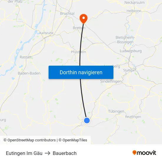 Eutingen Im Gäu to Bauerbach map