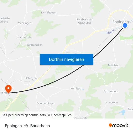 Eppingen to Bauerbach map
