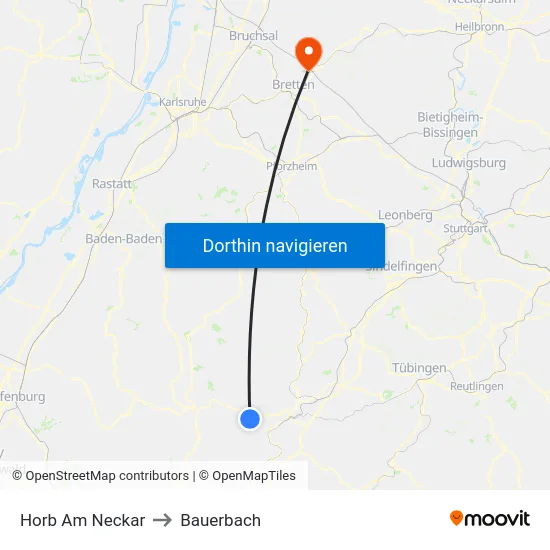 Horb Am Neckar to Bauerbach map