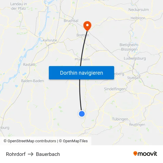 Rohrdorf to Bauerbach map