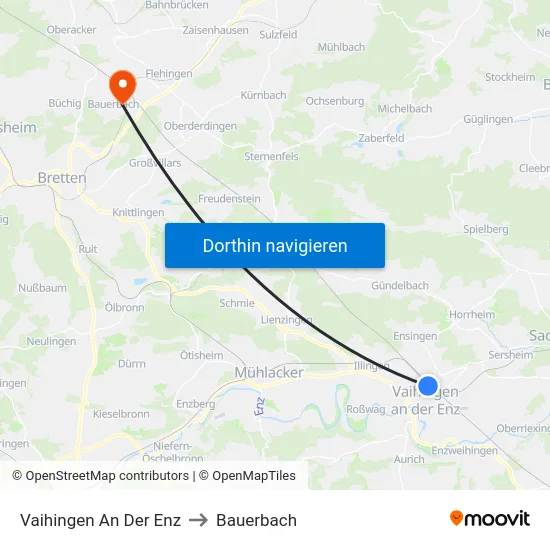 Vaihingen An Der Enz to Bauerbach map