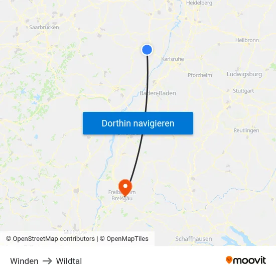 Winden to Wildtal map
