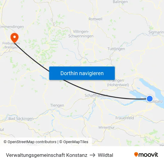 Verwaltungsgemeinschaft Konstanz to Wildtal map
