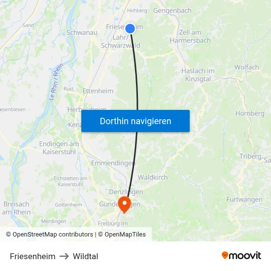 Friesenheim to Wildtal map