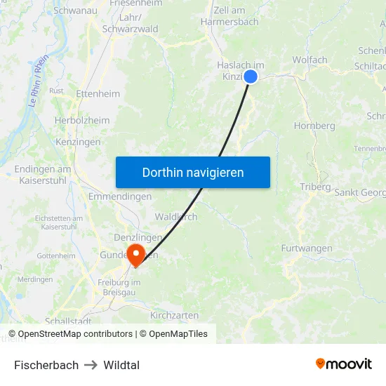 Fischerbach to Wildtal map