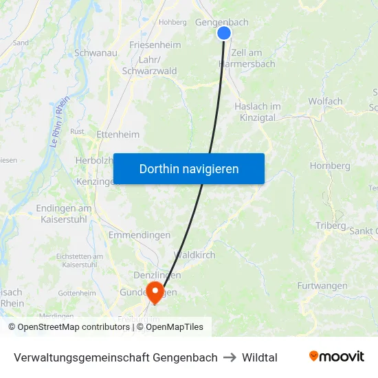 Verwaltungsgemeinschaft Gengenbach to Wildtal map
