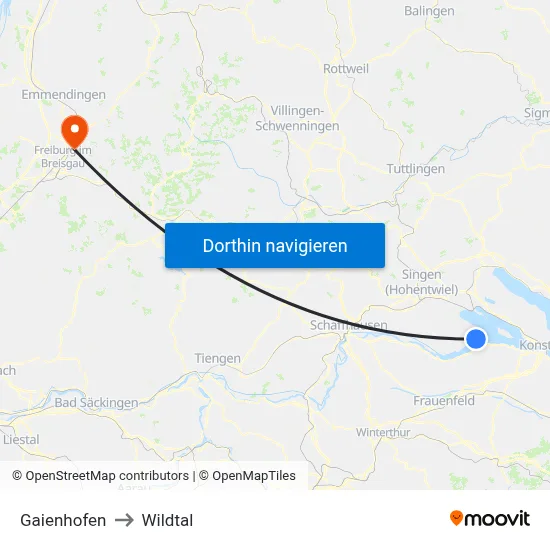 Gaienhofen to Wildtal map