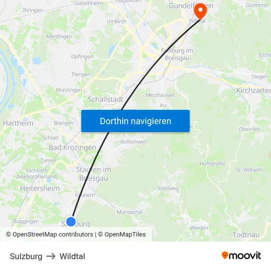 Sulzburg to Wildtal map